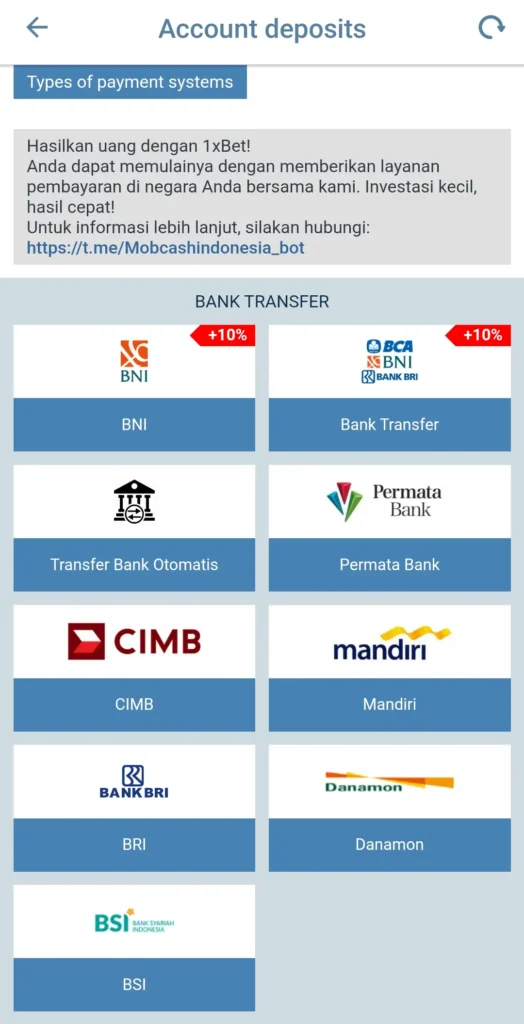 Transfer bank: Bisa pake 9 bank lokal Indonesia.