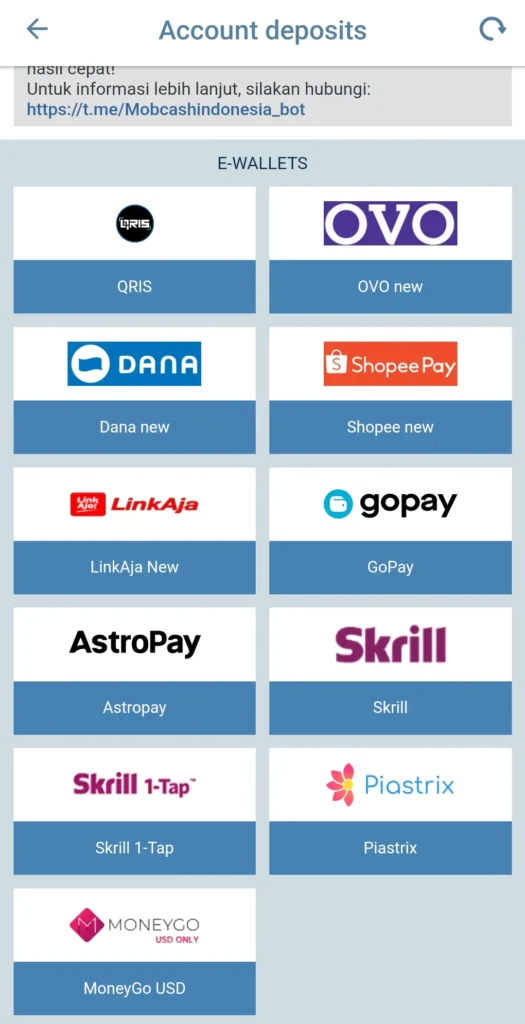 E-wallet: Praktis banget, dukungan untuk 10 provider.