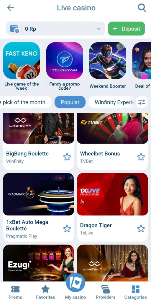 Live Casino 1xBet App